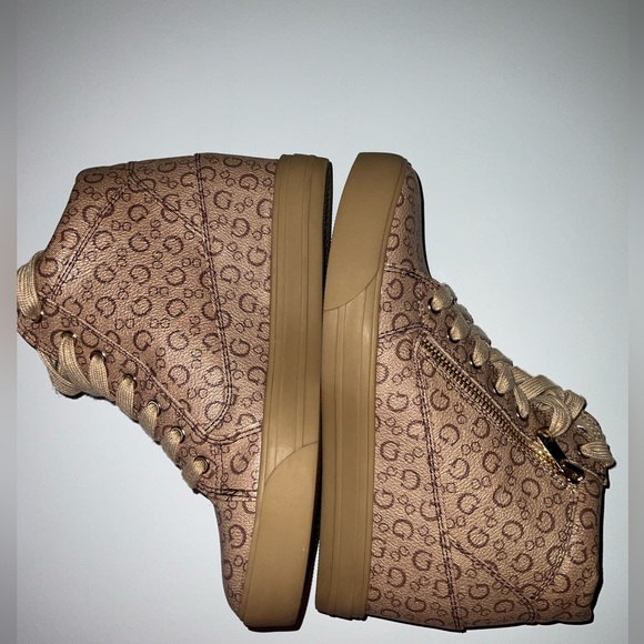 Guess, Fiora, high top, wedge sneaker, beige, brown size 7M - Picture 1 of 7